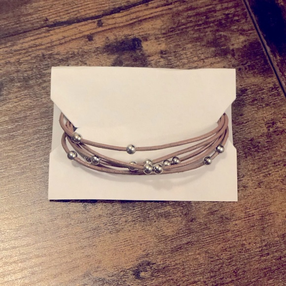 Leather & Silver Bracelet w/ Magnetic Closure - Picture 1 of 1